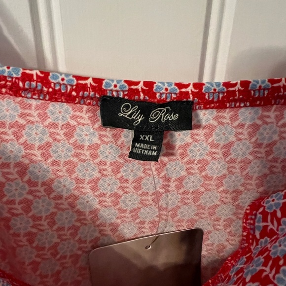 Lilly Rose Red White and Blue Floral Print Dress XXL - Picture 3 of 6